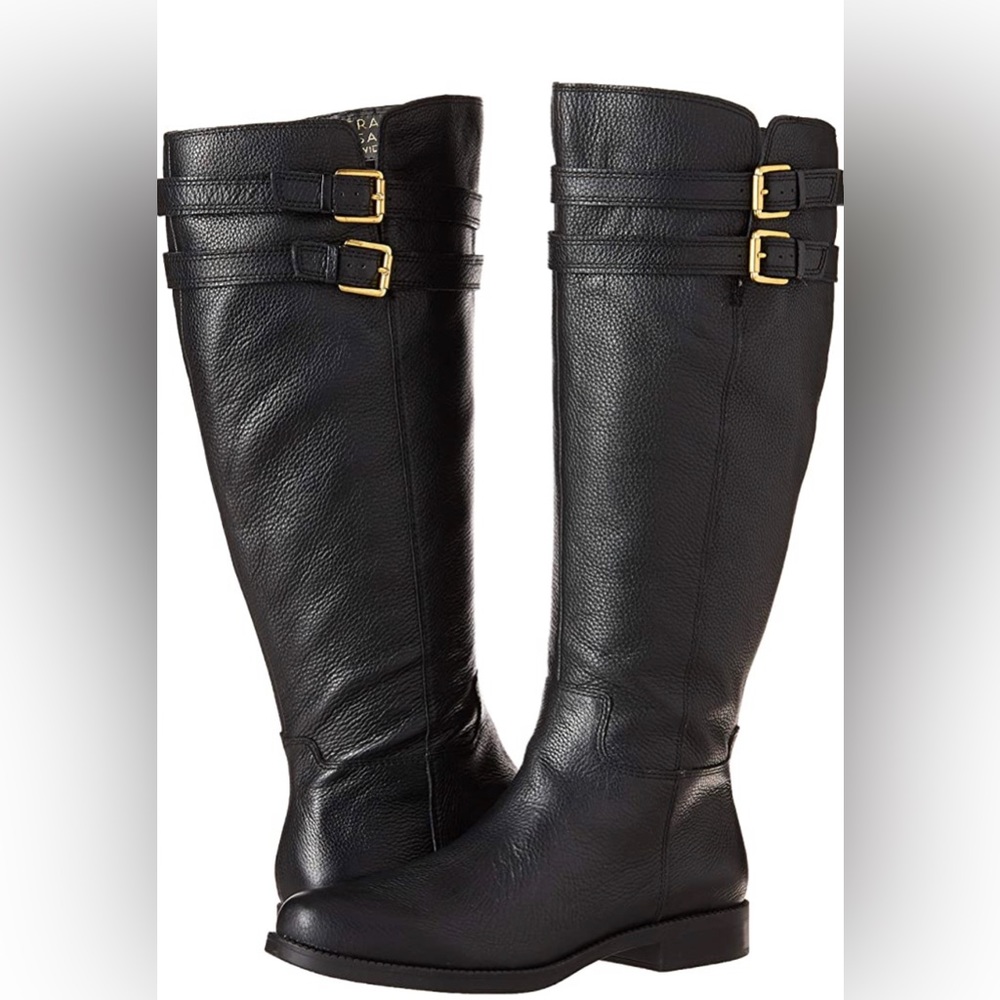 Franco Sarto Black Over the Knee Boots Sleek Leather Design